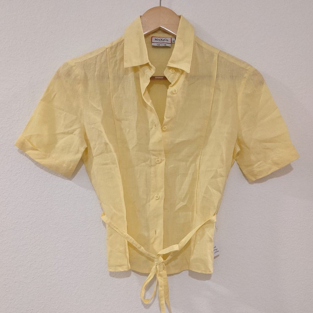 SOLD - Vintage Max & Co. Yellow Short Sleeve Button Up